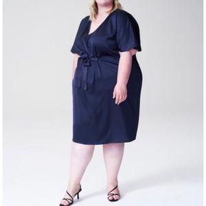 Universal Standard Navy Becca Half Tie Dress
